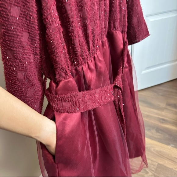 BloomChic Plus Size 3XL Elegant Burgundy Party Dress - Picture 5 of 7